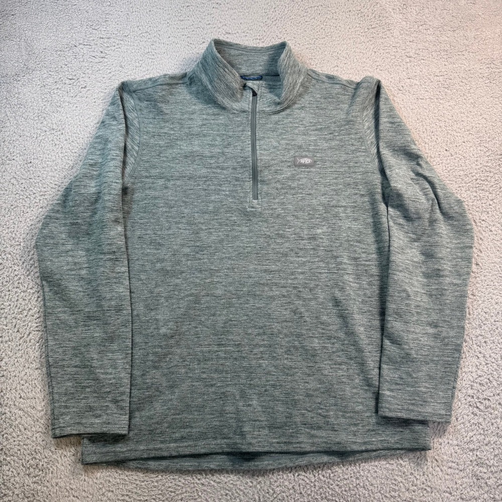 AFTCO Mens M61209 Quarter Zip Pullover Heather Green Performance Fishing Large